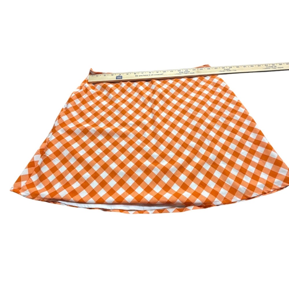 UT VOLS SHEIN Orange White Gingham Checkered Mini Skirt Size XL A-Line Retro